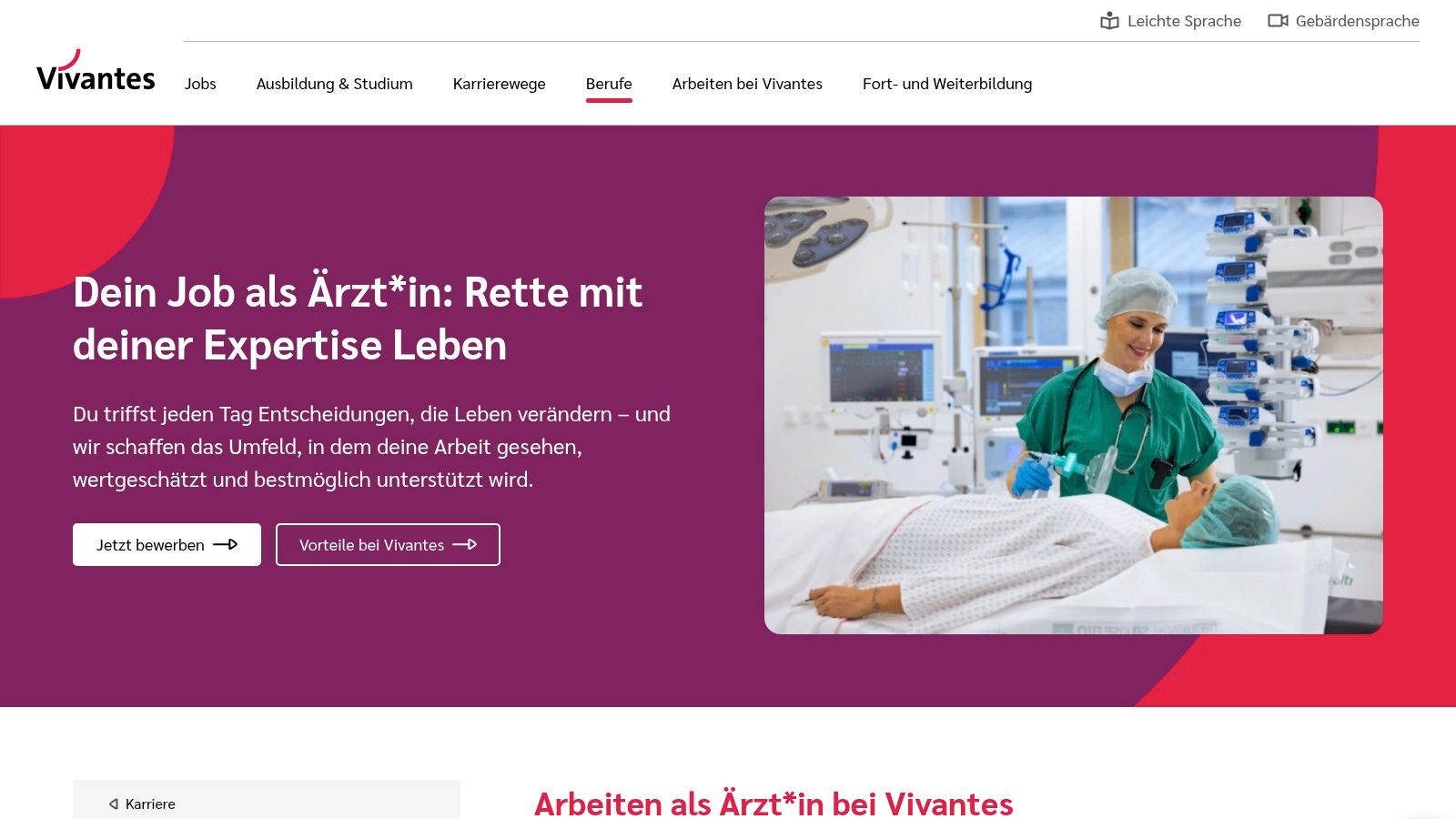 Vivantes – Karriereportal für Ärztinnen & Ärzte